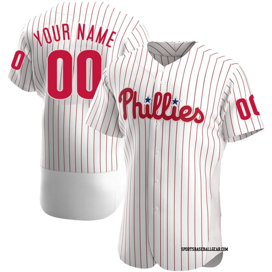 Custom Men's Philadelphia Phillies White Authentic Home Jersey