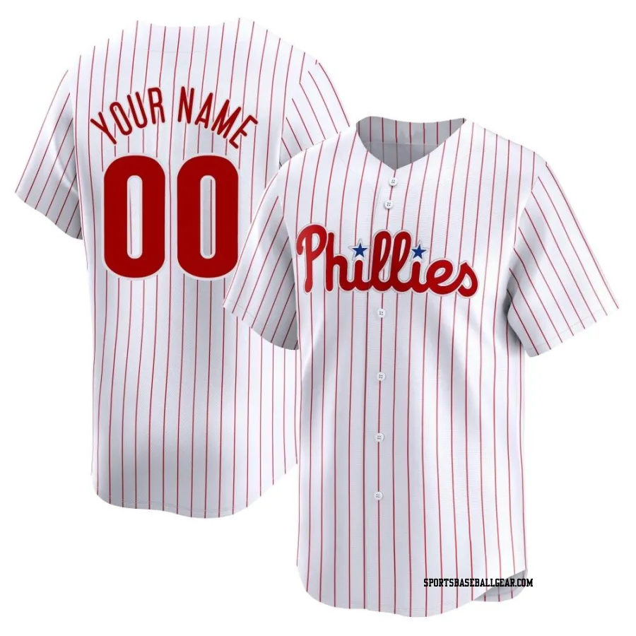 Custom Men's Philadelphia Phillies White Limited Home Jersey