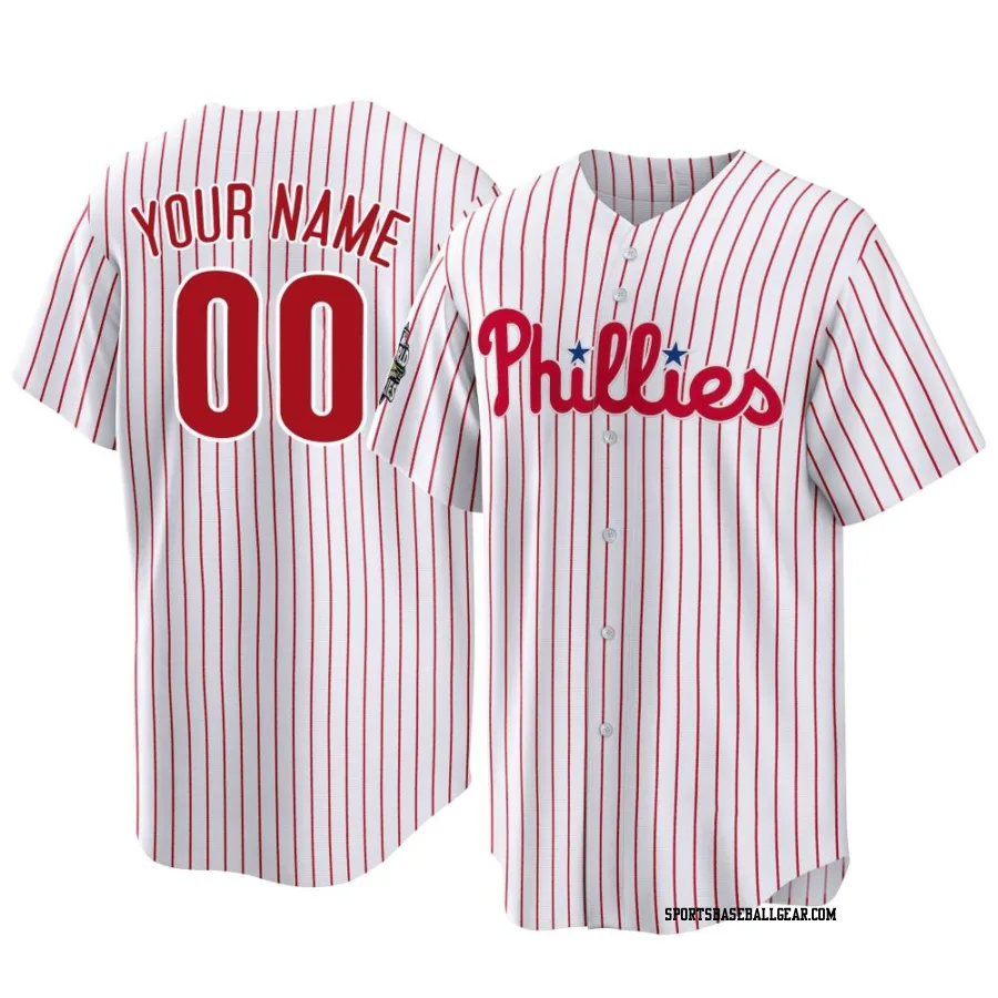 Custom Men's Philadelphia Phillies White Replica 2022 World Series Home Jersey