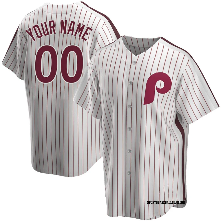 Custom Men's Philadelphia Phillies White Replica Home Cooperstown Collection Jersey