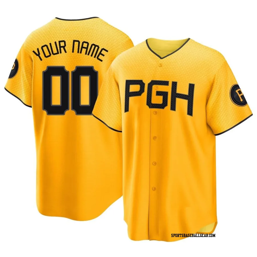 Custom Men's Pittsburgh Pirates Gold Replica 2023 City Connect Jersey