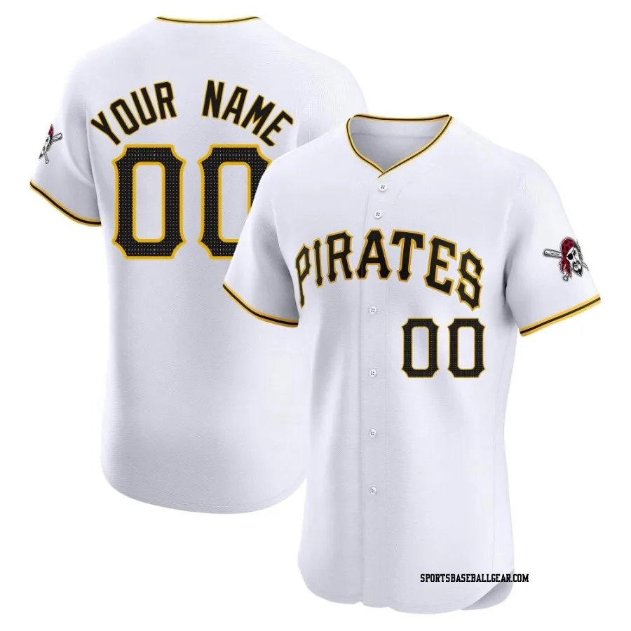 Custom Men's Pittsburgh Pirates White Elite Home Jersey