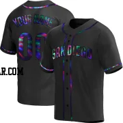 Custom Men's San Diego Padres Black Holographic Replica Alternate Jersey