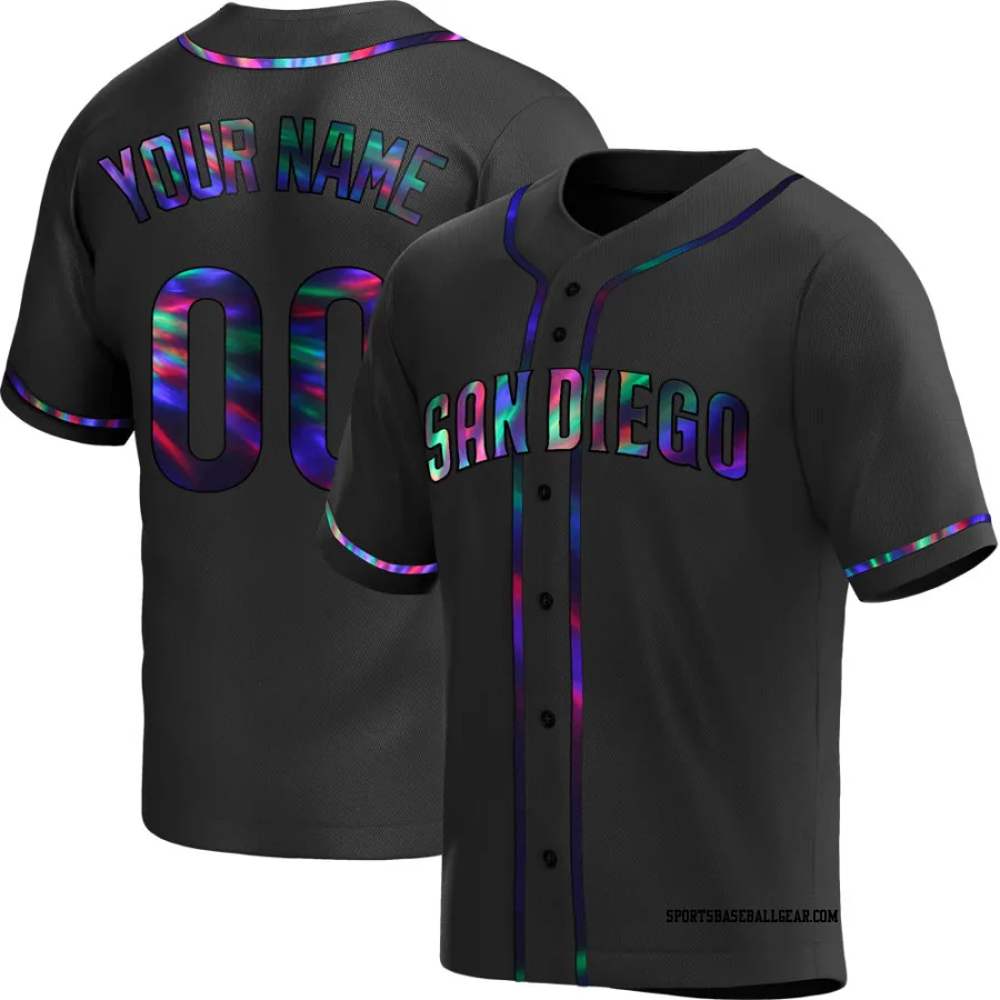 Custom Men's San Diego Padres Black Holographic Replica Alternate Jersey