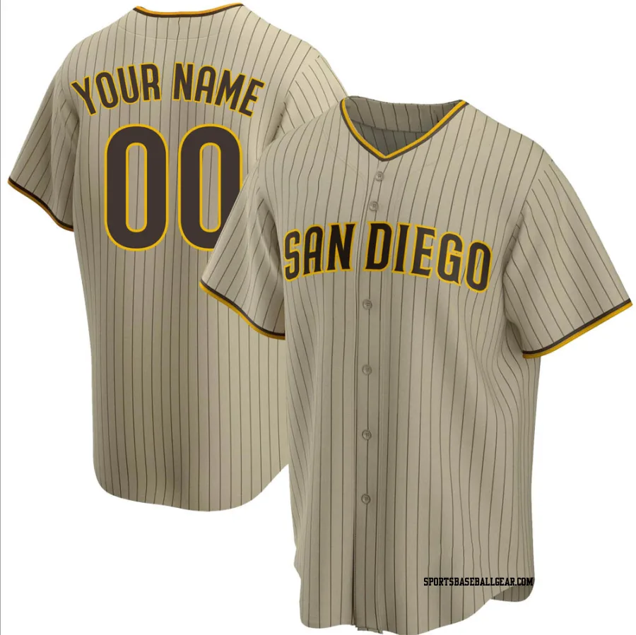 Custom Men's San Diego Padres Sand/Brown Replica Alternate Jersey