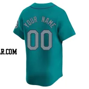 Custom Men's Seattle Mariners Aqua Limited Alternate Jersey