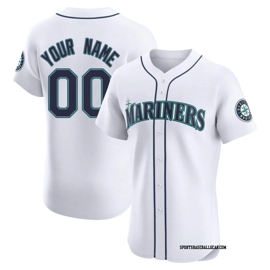 Custom Men's Seattle Mariners White Elite Home Jersey