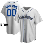 Custom Men's Seattle Mariners White Replica Home Cooperstown Collection Jersey