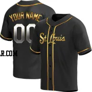 Custom Men's St. Louis Cardinals Black Golden Replica Alternate Jersey