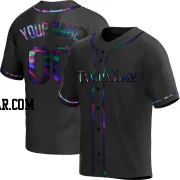 Custom Men's Tampa Bay Rays Black Holographic Replica Alternate Jersey