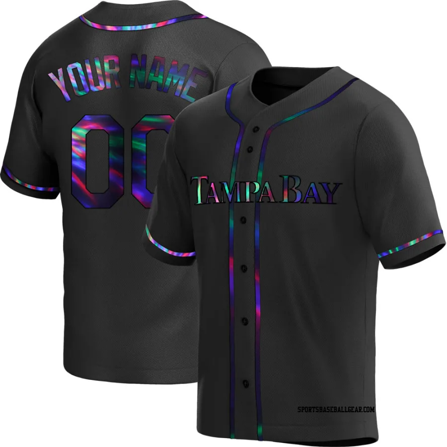 Custom Men's Tampa Bay Rays Black Holographic Replica Alternate Jersey