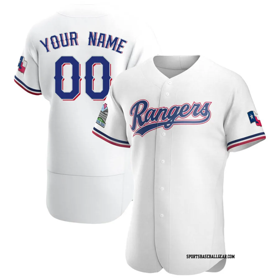 Custom Men's Texas Rangers White Authentic Home Jersey