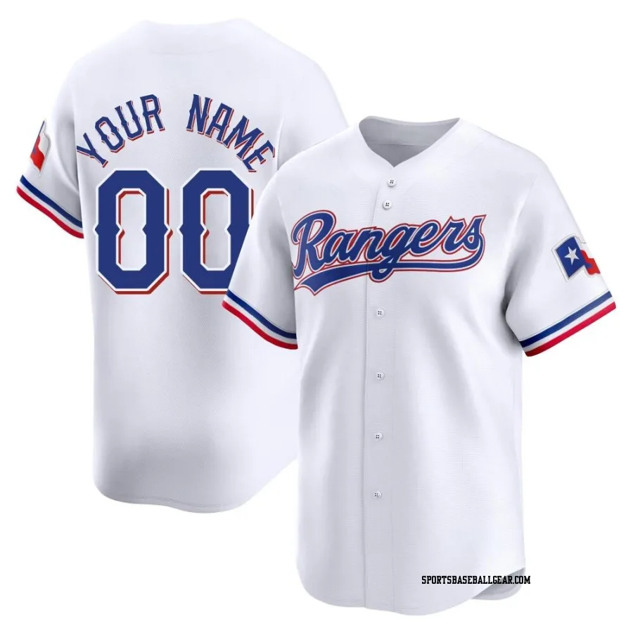 Custom Men's Texas Rangers White Limited Home Jersey