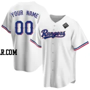 Custom Men's Texas Rangers White Replica Home 2023 World Series Jersey