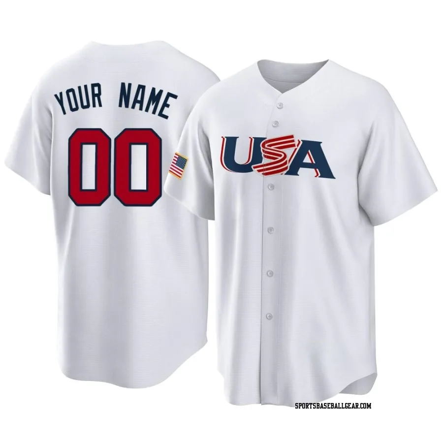 Custom Men's USA Baseball White Replica 2023 World Baseball Classic Jersey