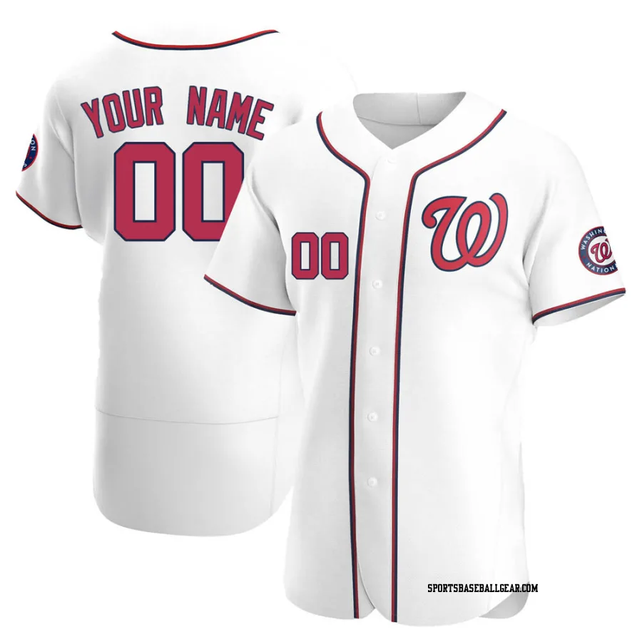 Custom Men's Washington Nationals White Authentic Home Jersey