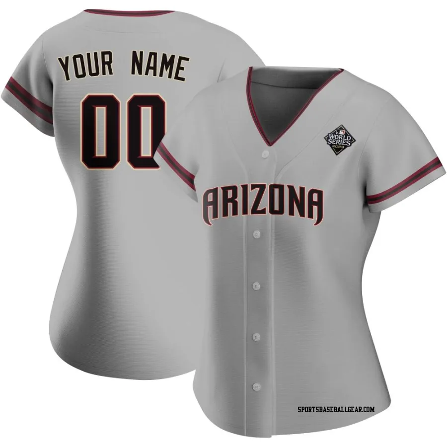 Custom Women's Arizona Diamondbacks Gray Authentic Road 2023 World Series Jersey