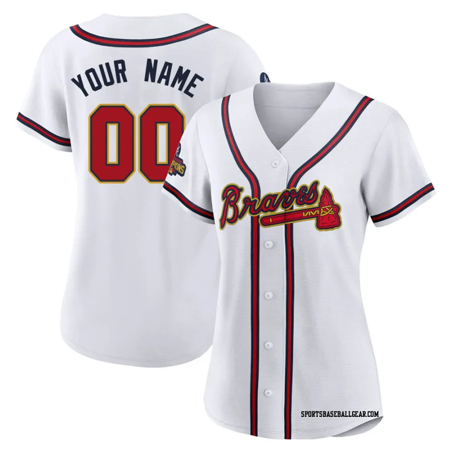 Custom Women's Atlanta Braves Gold Replica White 2022 Program Jersey