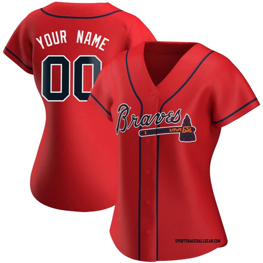 Custom Women's Atlanta Braves Red Replica Alternate Jersey