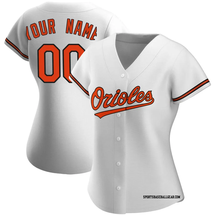 Custom Women's Baltimore Orioles White Authentic Home Jersey