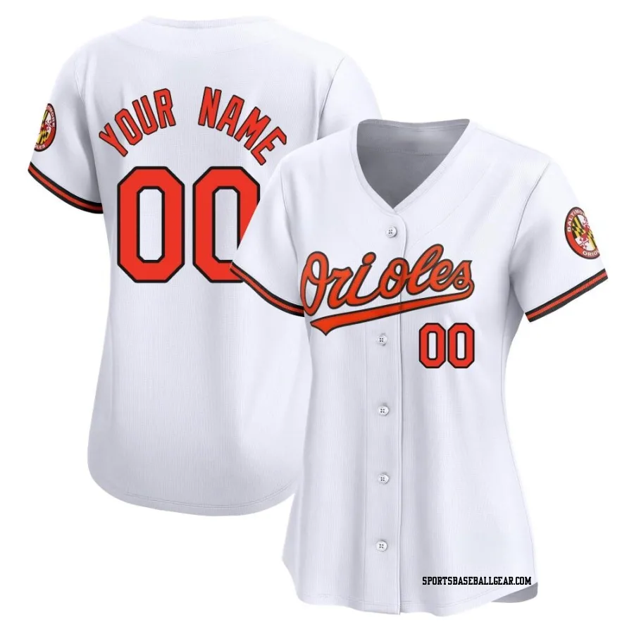 Custom Women's Baltimore Orioles White Limited Home Jersey