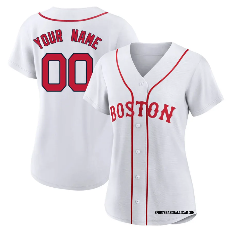 Custom Women's Boston Red Sox White Authentic 2021 Patriots' Day Jersey