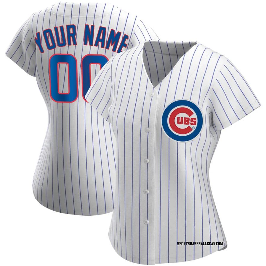 Custom Women's Chicago Cubs White Replica Home Jersey