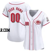 Custom Women's Cincinnati Reds White Limited Home Jersey