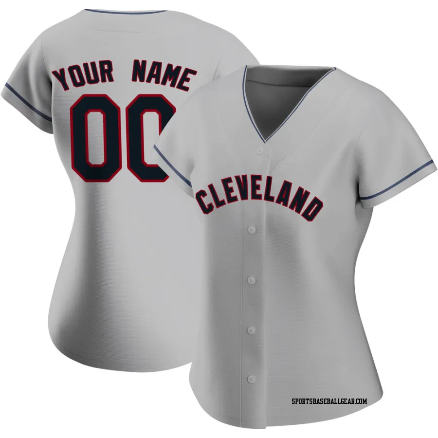 Custom Women's Cleveland Guardians Gray Replica Road Jersey