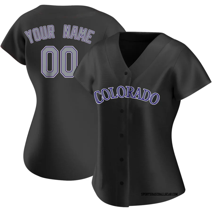 Custom Women's Colorado Rockies Black Authentic Alternate Jersey