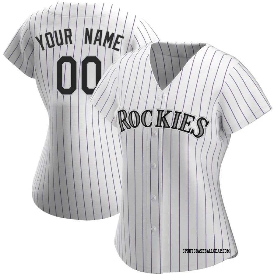 Custom Women's Colorado Rockies White Authentic Home Jersey