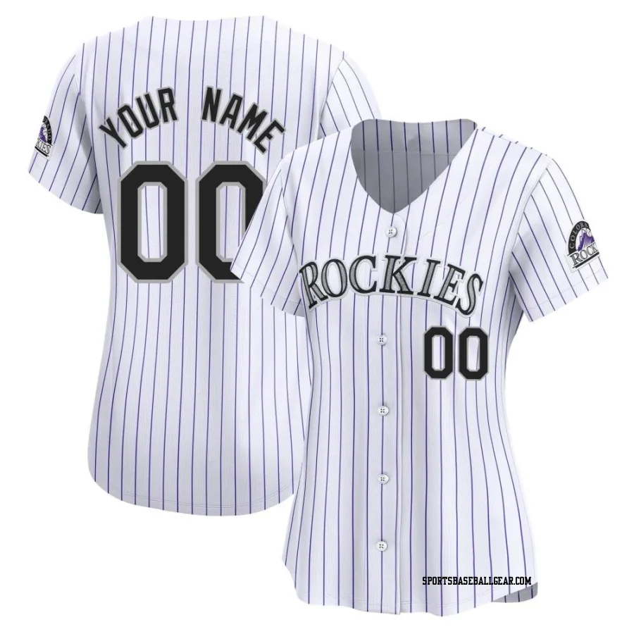 Custom Women's Colorado Rockies White Limited Home Jersey