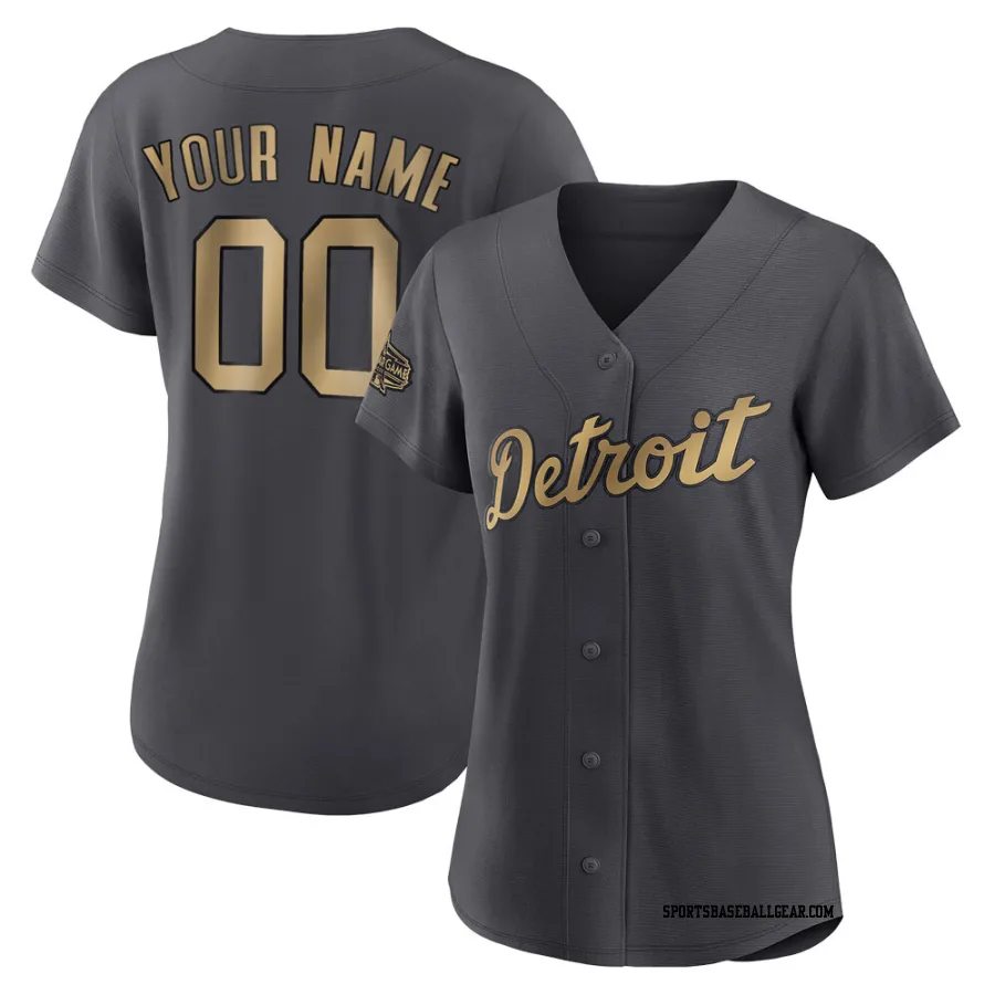 Custom Women's Detroit Tigers Charcoal Game Authentic 2022 All-Star Jersey