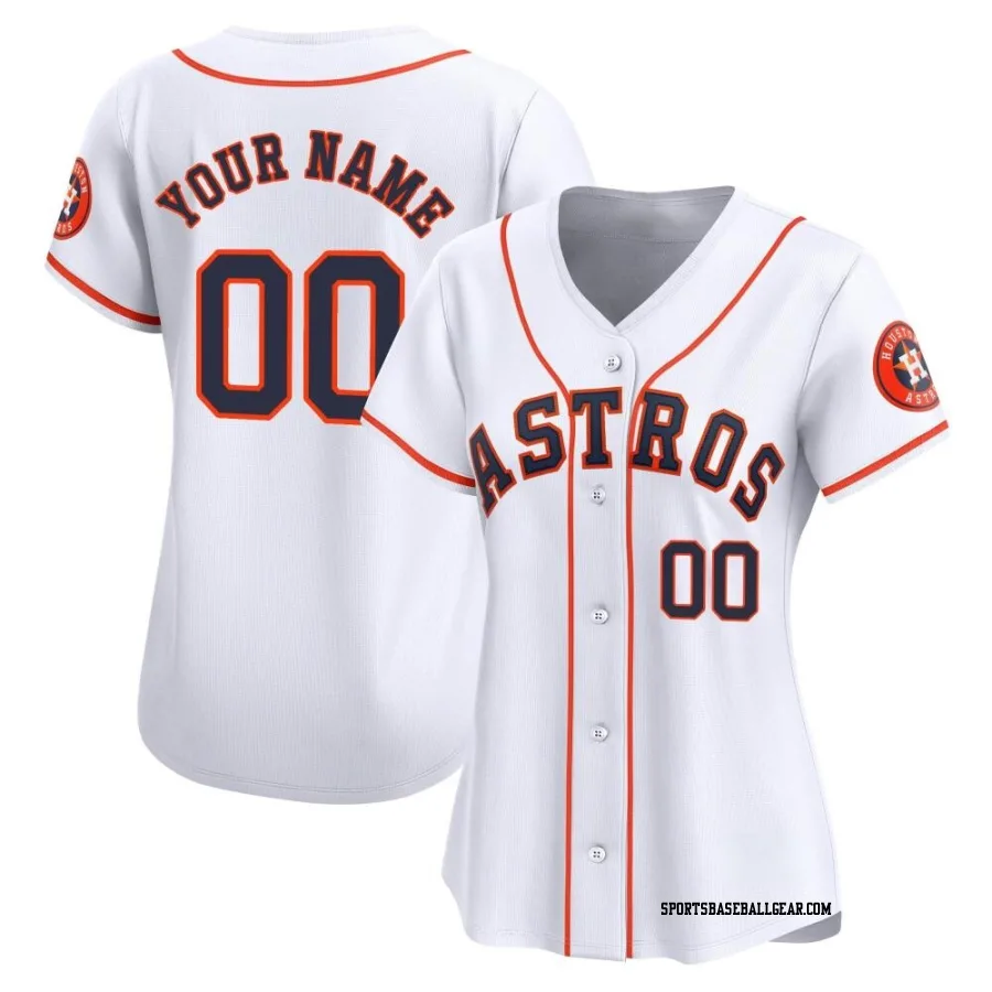 Custom Women's Houston Astros White Limited Home Jersey