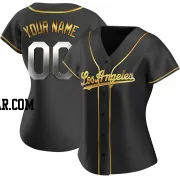 Custom Women's Los Angeles Dodgers Black Golden Replica Alternate Jersey