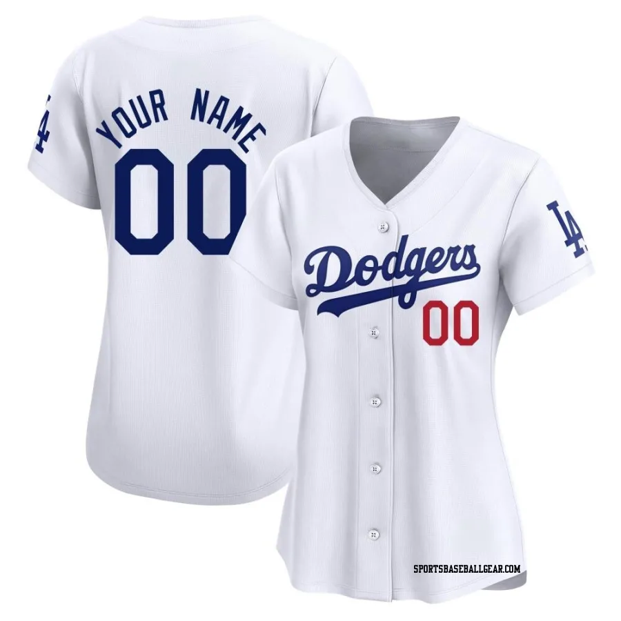 Custom Women's Los Angeles Dodgers White Limited Home Jersey