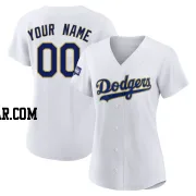 Custom Women's Los Angeles Dodgers White/Gold Authentic 2021 Gold Program Player Jersey