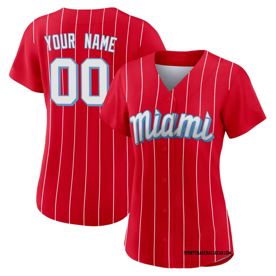 Custom Women's Miami Marlins Red Replica 2021 City Connect Jersey