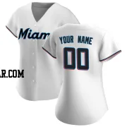 Custom Women's Miami Marlins White Authentic Home Jersey