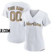 Custom Women's Miami Marlins White Game Replica 2022 All-Star Jersey