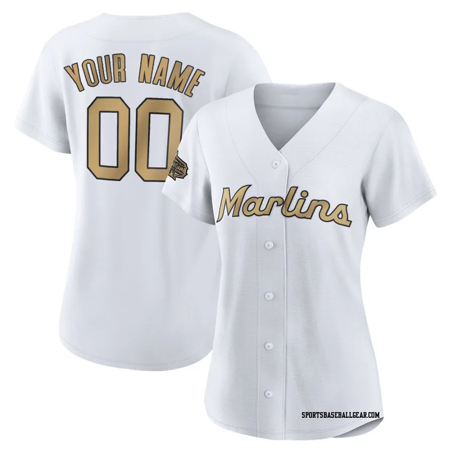 Custom Women's Miami Marlins White Game Replica 2022 All-Star Jersey