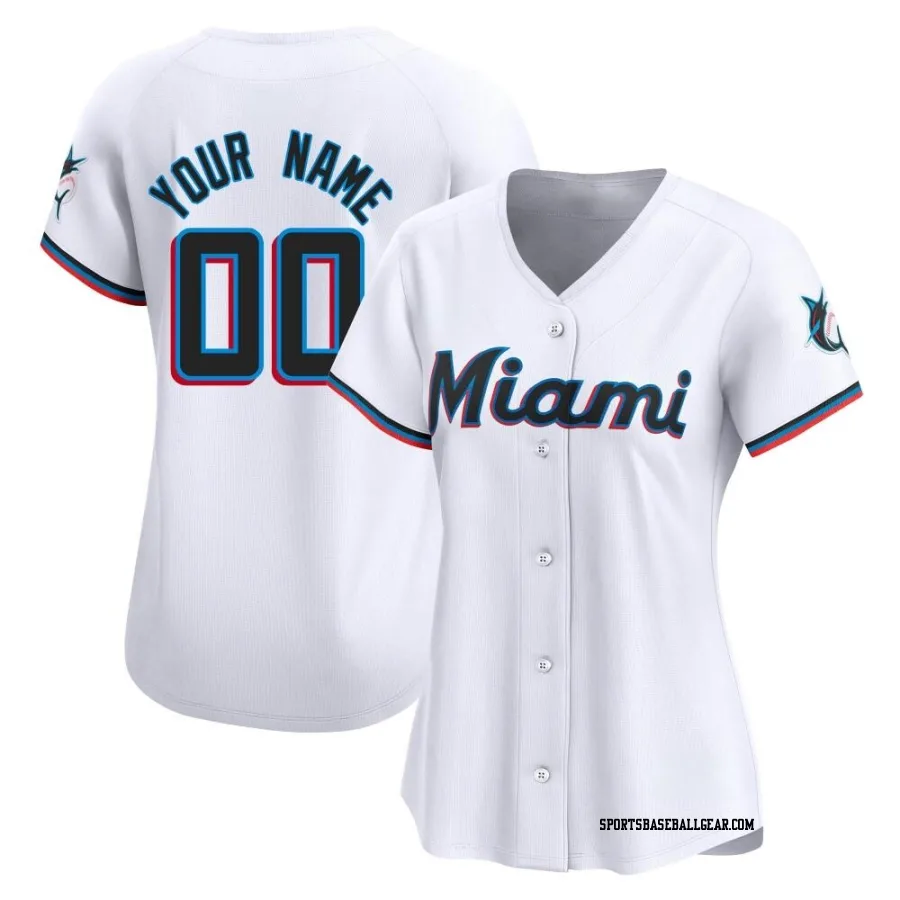 Custom Women's Miami Marlins White Limited Home Jersey