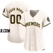 Custom Women's Milwaukee Brewers Cream Limited Home Jersey