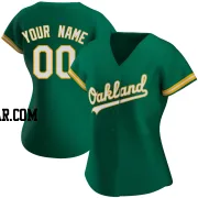 Custom Women's Oakland Athletics Green Authentic Kelly Alternate Jersey