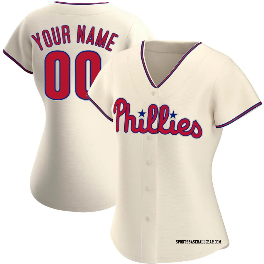 Custom Women's Philadelphia Phillies Cream Replica Alternate Jersey