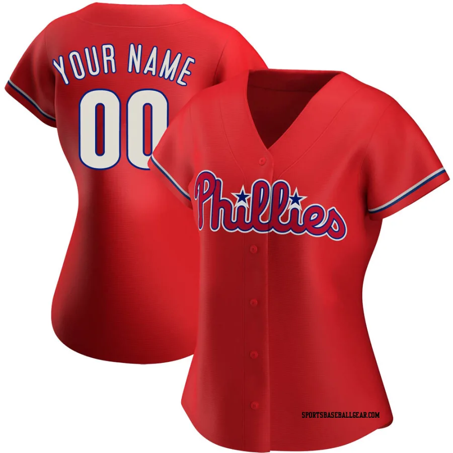 Custom Women's Philadelphia Phillies Red Replica Alternate Jersey