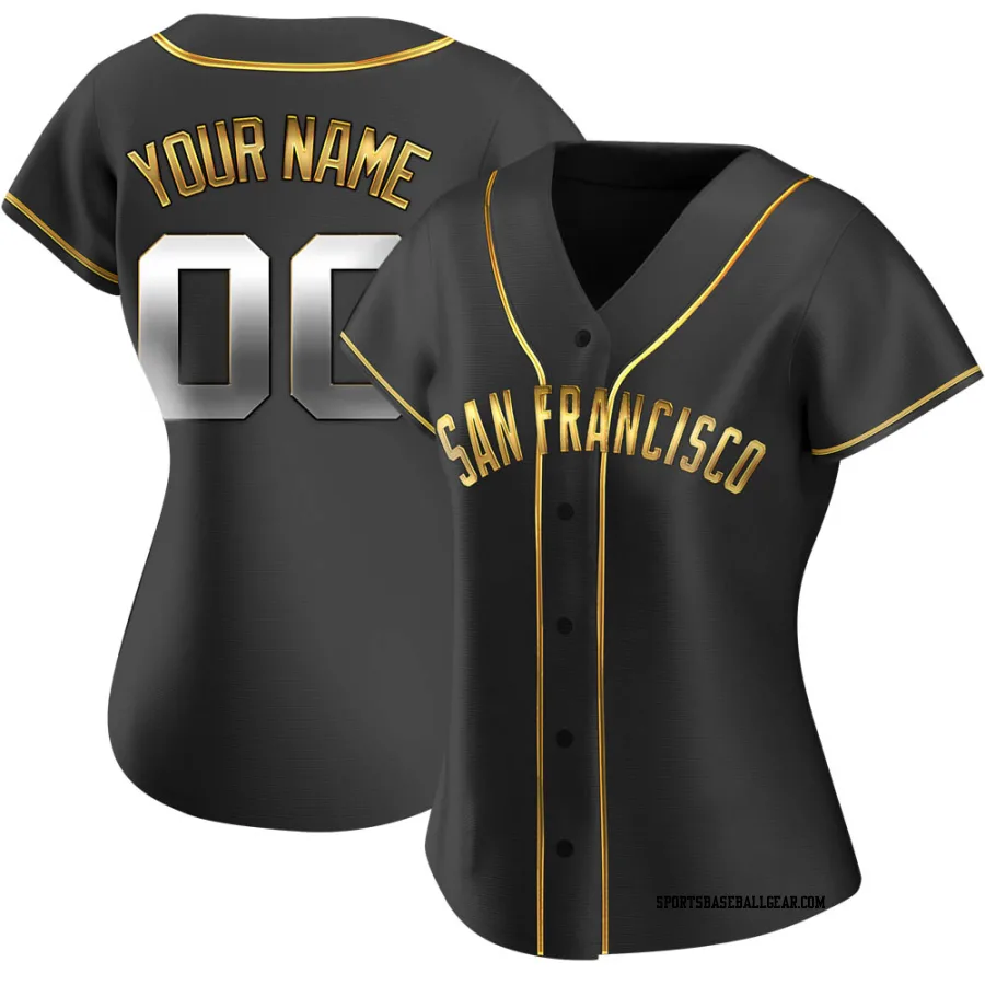 Custom Women's San Francisco Giants Black Golden Replica Alternate Jersey