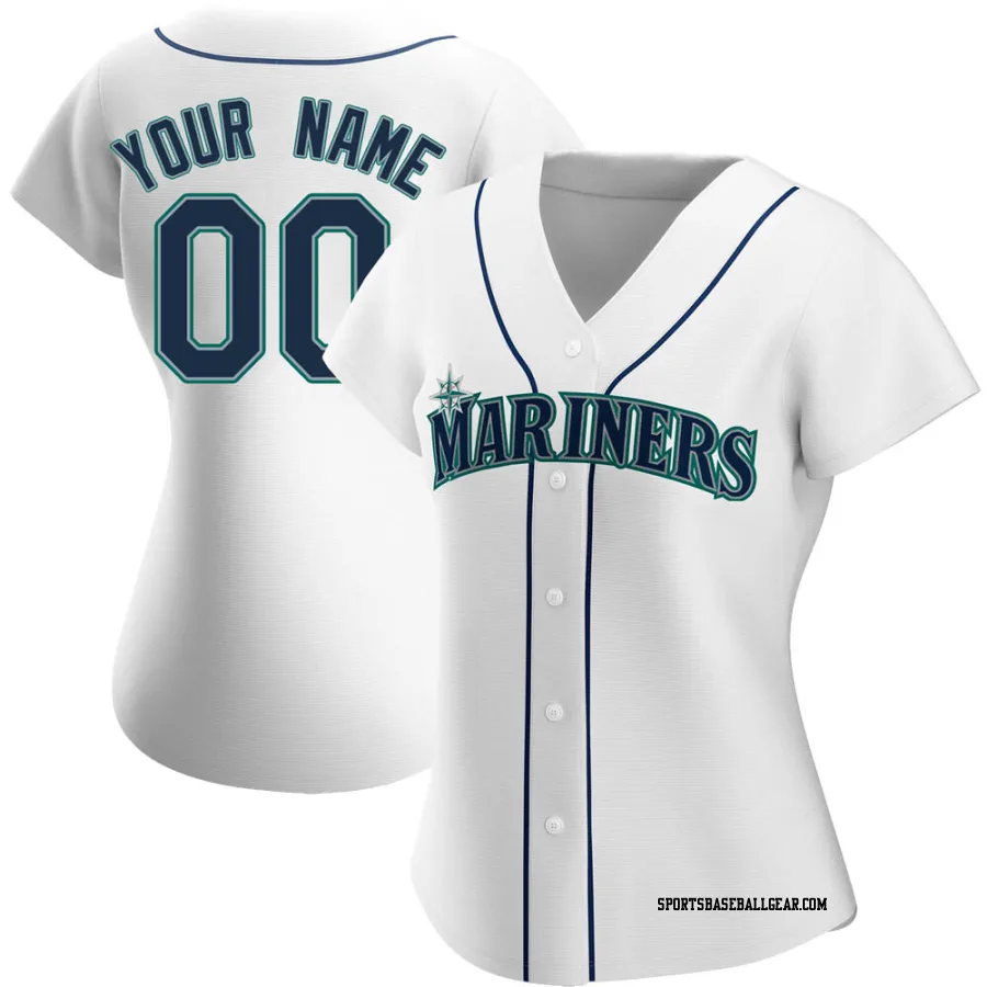 Custom Women's Seattle Mariners White Replica Home Jersey