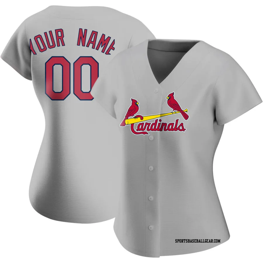 Custom Women's St. Louis Cardinals Gray Authentic Road Jersey