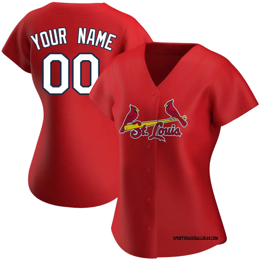 Custom Women's St. Louis Cardinals Red Replica Alternate Jersey